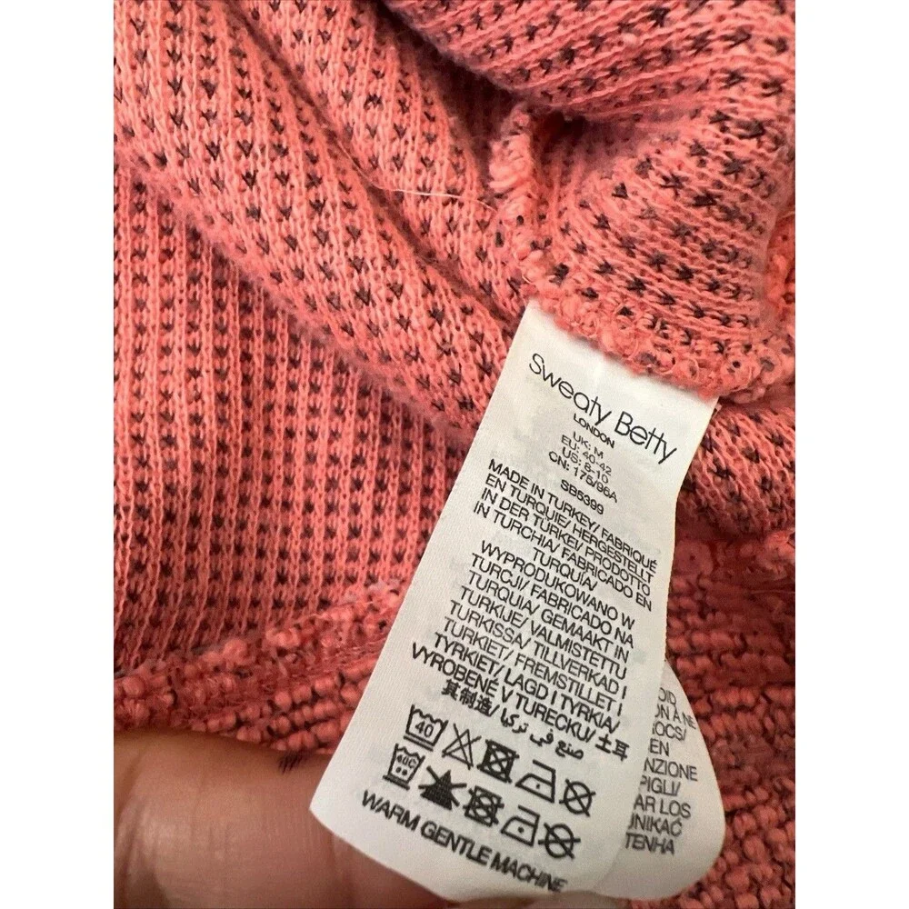 Sweaty Betty Sweater Pink Funnel Boucle Chunky Knit Preppy Athleisure Sz M